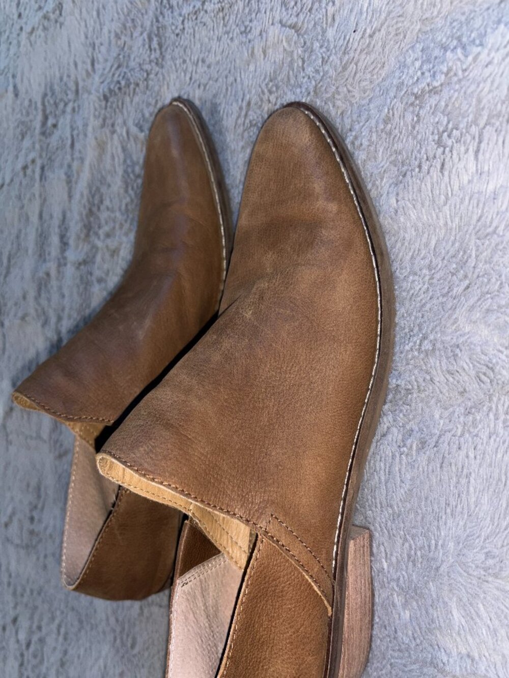 Lucky Brand Fausst Cognac Brown Leather Ankle Booties 8M - Picture 2 of 9